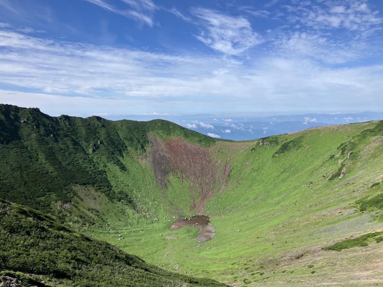 The green summit crater of Mt. Yotei above the cloud sea
